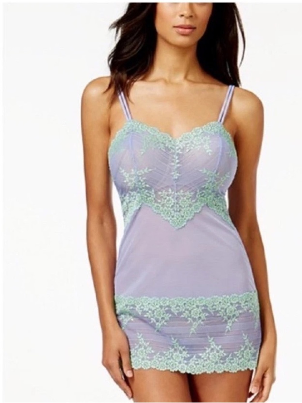 Wacola Lavender Lace lingerie dress with Mint Embroidery - Women Intimates